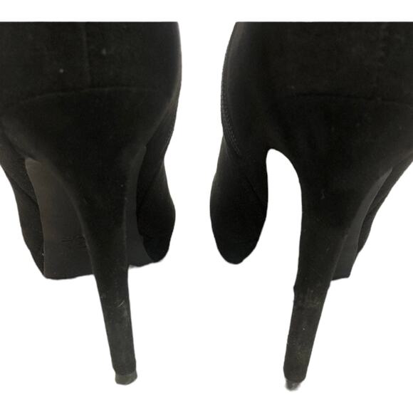 Thalia Sodi Brisaf Fabric knee high Slouchy Heel boots with tassels black size 9 - Picture 8 of 11
